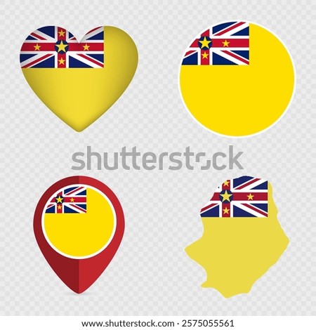 Niue Flag Icons Pack. Vector illustration.