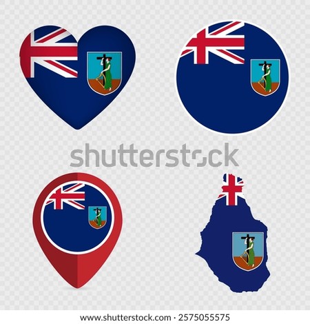 Montserrat Flag Icons Pack. Vector illustration.