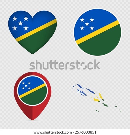 Solomon Islands Flag Icons Pack. Vector illustration.