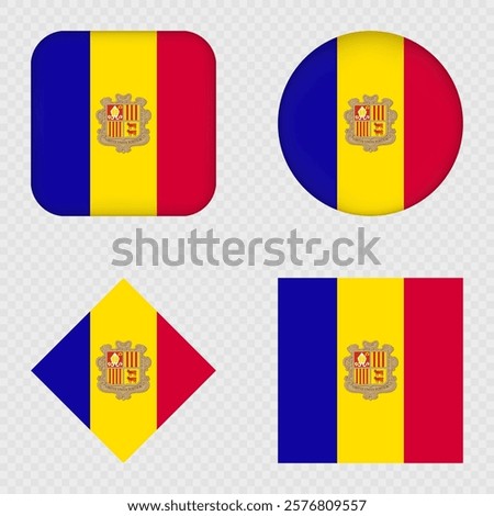 Andorra Flag Icons Pack. Vector illustration.