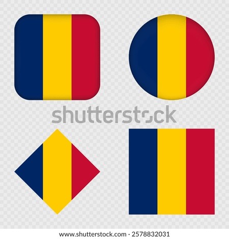 Chad Flag Icons Pack. Vector illustration.