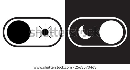 Vector design sliding button day mode and night mode. Concept: Mode day, Mode night, ux, ui, button, interface.