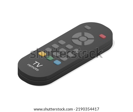 TV remote control. Isometric colored vector Illustration. Isolated on white background. 