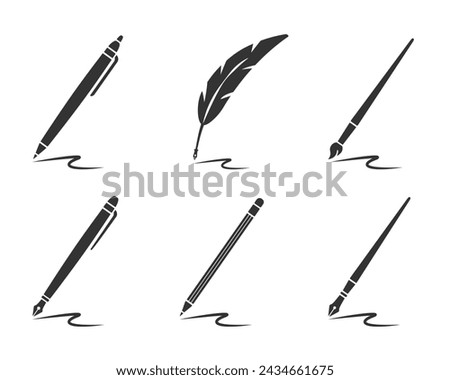 Writing set. Flat vector illustration. White background.  