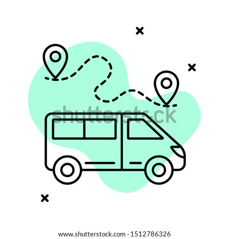 Vector icon of minibus.  Transport linear style icon. Flat image on the theme of travel.