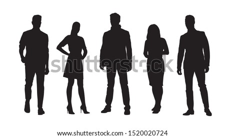 Business people, group of businessmen and businesswomen. Set of isolated vector silhouettes