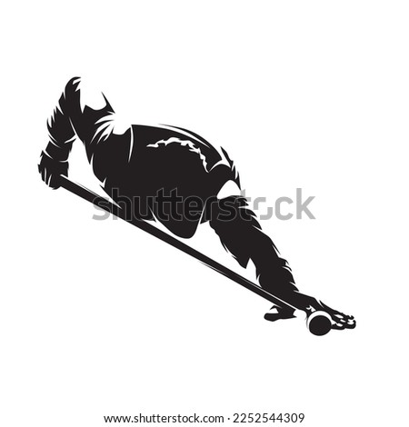 Snooker, billiard or pool player, isolated vector silhouette