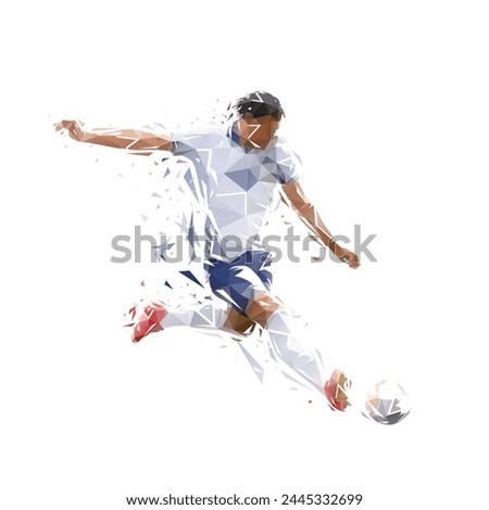 Similar – Image, Stock Photo Soccer player shooting goal, shadowy at night on illuminated sports field through fence