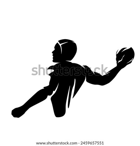 Water polo player with ball, isolated vector silhouette