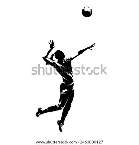 Volleyball player, woman, female team sport athlete, isolated vector silhouette