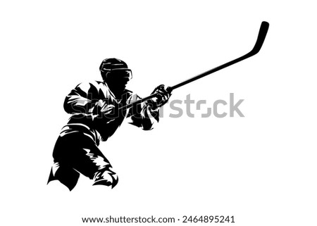 Ice hockey player, abstract isolated vector silhouette, side view