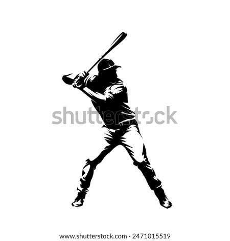Baseball player, batter, isolated vector silhouette
