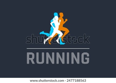 Run, sport athletic logo, group of running people