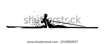 Rowing, isolated vector silhouette, ink drawing