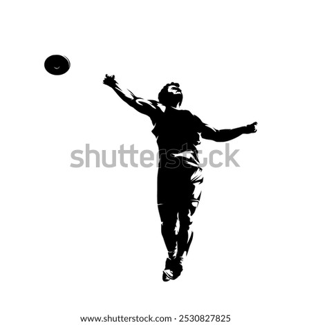 Discus throw, athletics, isolated vector silhouette. Sports