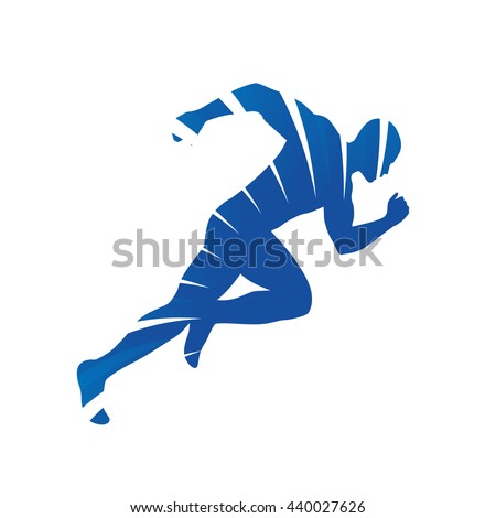 Abstract Vector Runner. Blue Rays, Running Man Silhouette - 440027626 ...