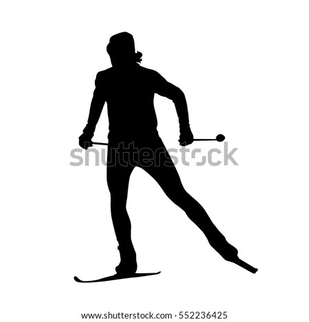 Cross country skiing vector silhouette