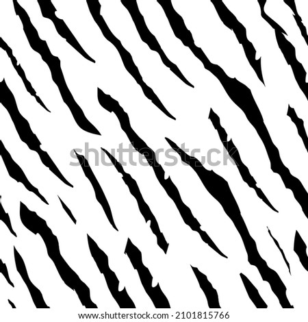Tiger Vector Pattern. Zebra Stripe Print. Black Wild Tiger. Line Tropical Background. Vector Tiger. Claw Mark Pattern. Zebra Grunge Texture. Tiger Tropical Fur. African Animal Print. Stripe Claw Mark