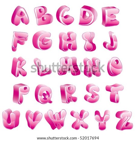 Cute Glossy Pink Alphabet. Vector - 52017694 : Shutterstock