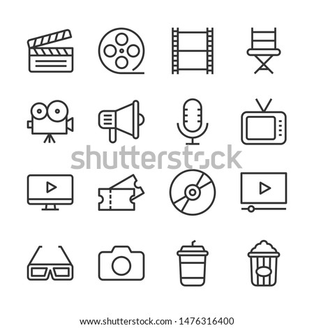 Cinema line icons set vector illustration
