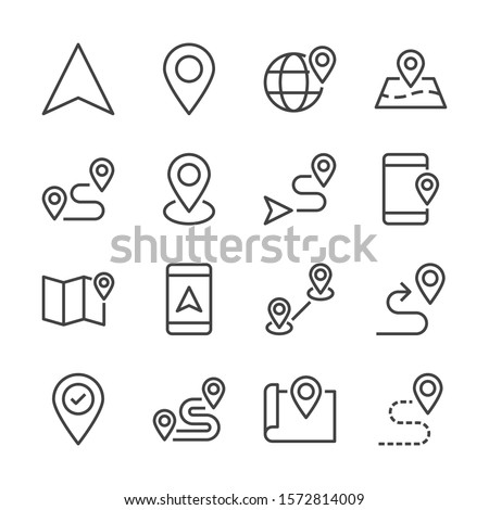 Route line icons set vector illustration