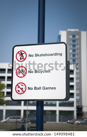 Urban prohibitions sign, Ipswich, Suffolk, UK.