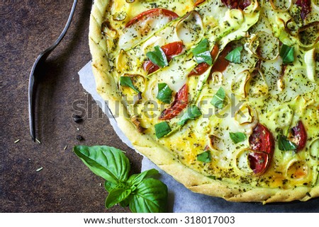 Roasted vegetable pie.  Delicious vegetarian quiche.