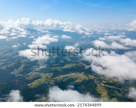 Similar – Foto Bild Unglaubliche Naturlandschaft aus der Vogelperspektive um die berühmten Drei Zinnen. Rifugio Antonio Locatelli Almhütte beliebtes Reiseziel in den Dolomiten, Italien