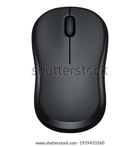 3d realistic black wireless computer mouse