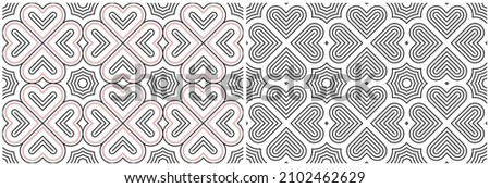 2 seamles geometric line heart patterns with editable stroke