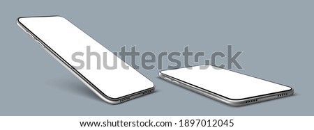 Realistic Vector smartphone. Smartphone frame with blank display isolated, Smart phone Multiple angle views. Vector mobile device concept.