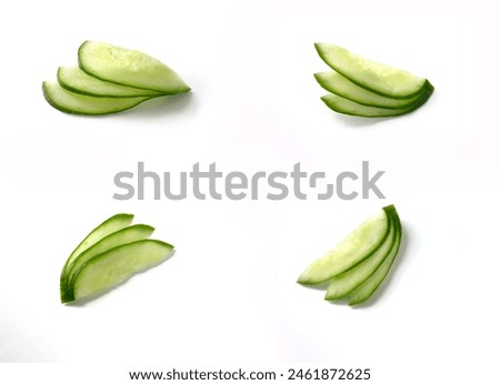 Similar – Image, Stock Photo Cucumber slice pattern isolated on white background. Cucumis sativus backdrop