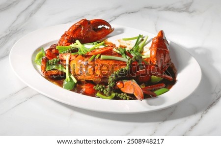 Similar – Image, Stock Photo Delicious dish with seafood and vegetables