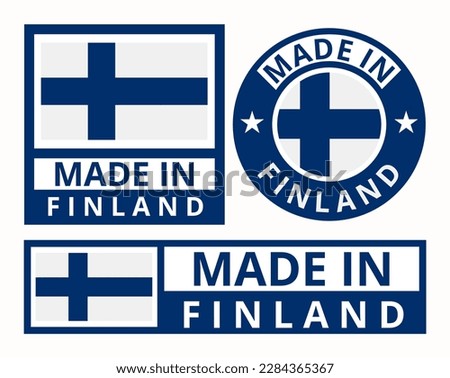 Vector set made in Finland design product labels business icons illustration