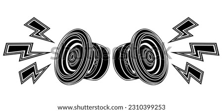 Double black subwoofer icon symbol. Car speaker design. Audio Sound logo vector illustration