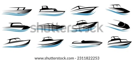 Set collection speed boat logo icon design. vector illustration	