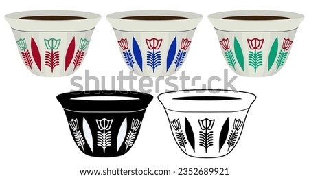 Set collections of Arabic Coffee cups. Traditional Lebanese coffee design Icon Vector Illustration