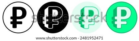 Set trendy Rouble Symbol icon. Russian currency pictogram vector illustration Russian