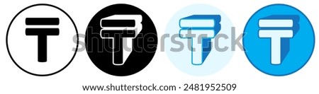 Set trendy Tenge Symbol icon. Kazakhstan currency pictogram vector illustration