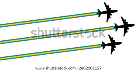 set Flying airplane with gabon flag icon. airshow celebration day symbol Template Illustration Design