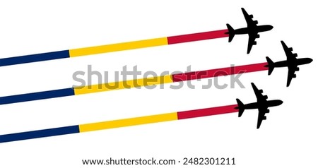 set Flying airplane with armenia flag icon. airshow celebration day symbol Template Illustration Design