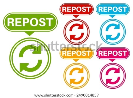 set repost icon labels sticker symbol Vector illustration	