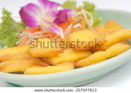 Deep Fried Wonton or dumpling on white dish,Thai fried dumpling