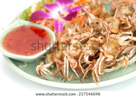 The Fried soft shell crab with garlic,Fried crab