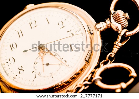 Pocket watch against a calendar concept for planning or scheduling,pocket watch open and closed isolated on black background