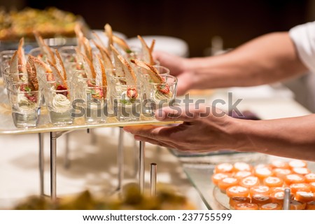 canapes on toothpicks , appetizer, pinchos , spanish food ,delicious finger food,Hand held delicious finger food