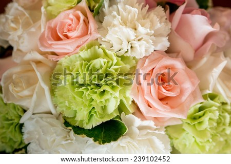 flower bouquet background- orange, pink, white flowers bouquet.