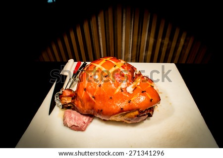Roast ham,Roasted ham with glaze,