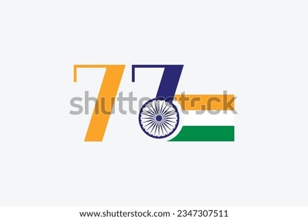 77 years India Independence day. 2023 anversary celebration. Creative concept for Web Banner, poster and template design