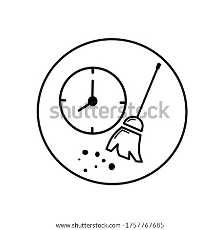 cleaning time icon, sanitary service, house hygiene, thin line symbol on a white background- editable stroke vector illustration